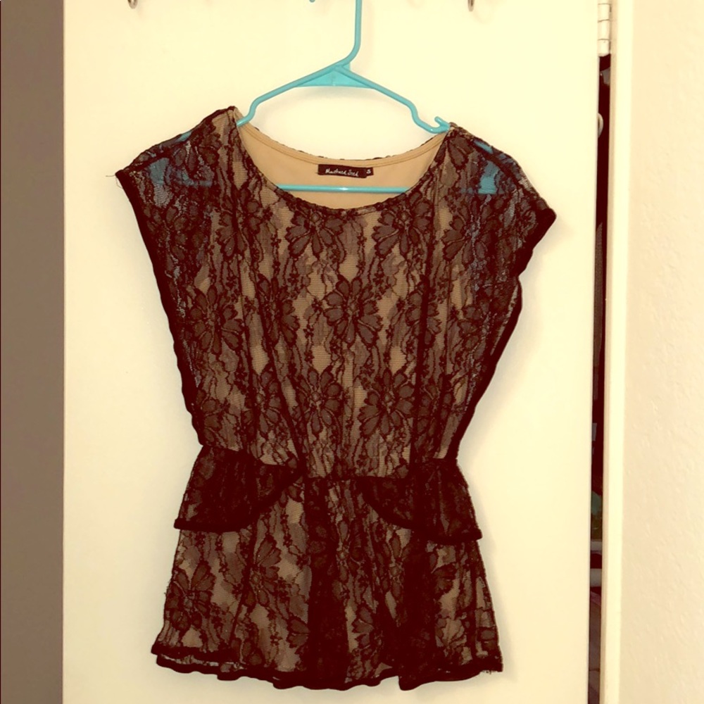 Black lace cinched top